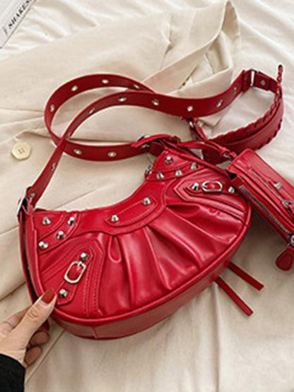 Rivet Heavy Industry Pleated Shoulder Bag