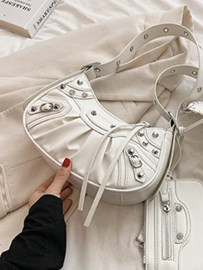 Rivet Heavy Industry Pleated Shoulder Bag