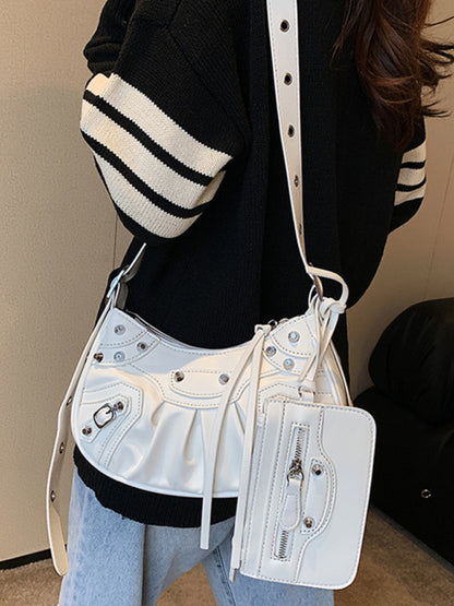 Rivet Heavy Industry Pleated Shoulder Bag