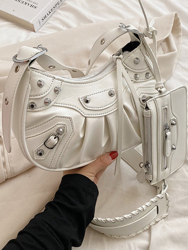 Rivet Heavy Industry Pleated Shoulder Bag