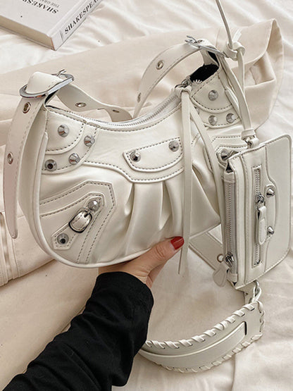 Rivet Heavy Industry Pleated Shoulder Bag