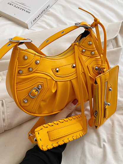 Rivet Heavy Industry Pleated Shoulder Bag