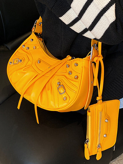 Rivet Heavy Industry Pleated Shoulder Bag