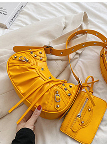 Rivet Heavy Industry Pleated Shoulder Bag
