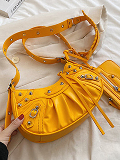 Rivet Heavy Industry Pleated Shoulder Bag