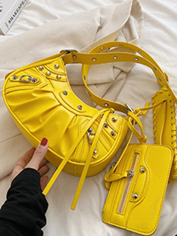Rivet Heavy Industry Pleated Shoulder Bag
