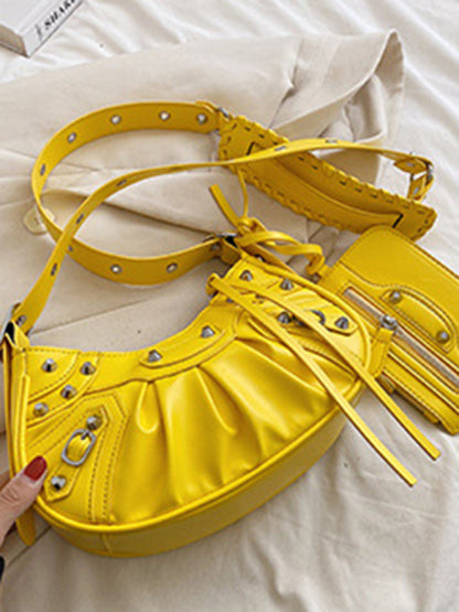 Rivet Heavy Industry Pleated Shoulder Bag