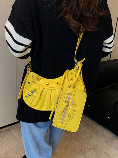 Rivet Heavy Industry Pleated Shoulder Bag