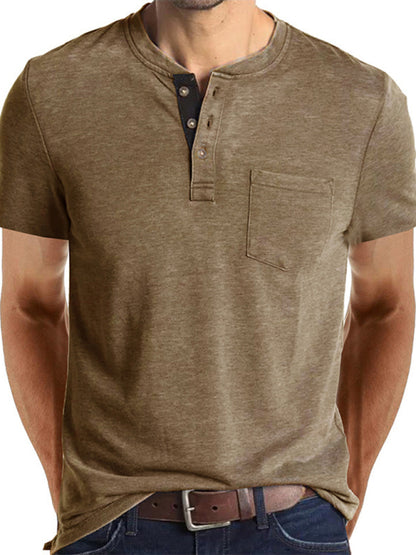 Men's solid color casual short-sleeved T-shirt