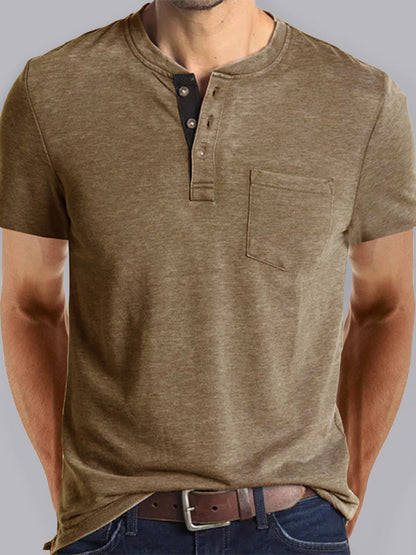 Men's solid color casual short-sleeved T-shirt