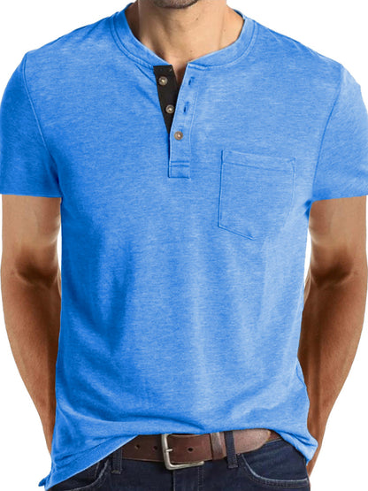 Men's solid color casual short-sleeved T-shirt