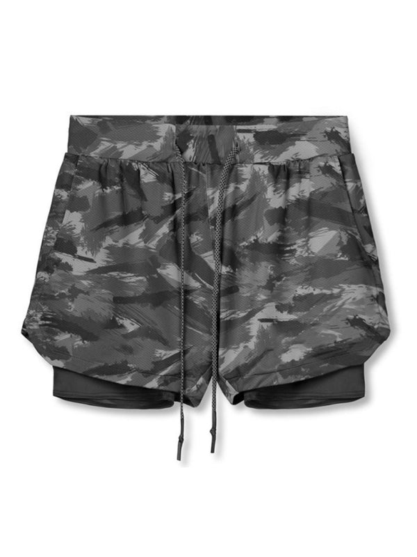 Men's 2-in-1 Shorts Sports Allover Camo Print Drawstring Shorts