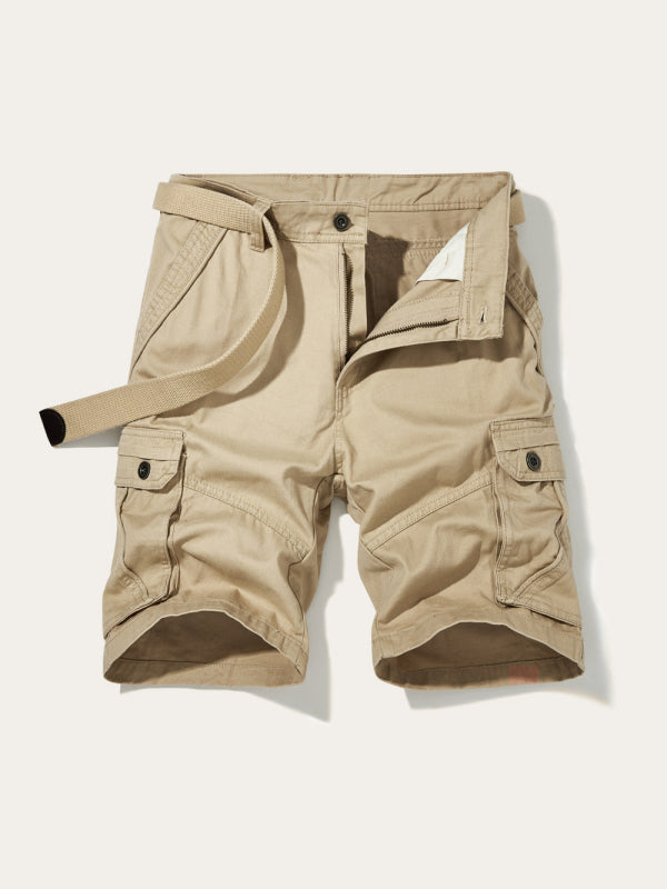 Men's Solid Color Casual Multi-Pocket Cargo Shorts