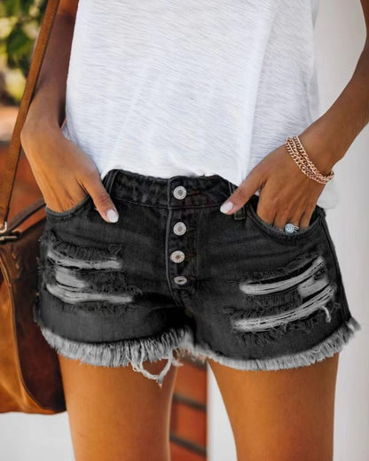 Women's Ripped Cutoff Denim Shorts
