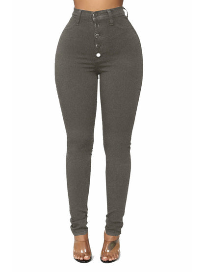 Women's Button Blouse High Waist Ankle Skinny Jeans