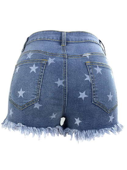 Women's All Over Star Print Denim Shorts